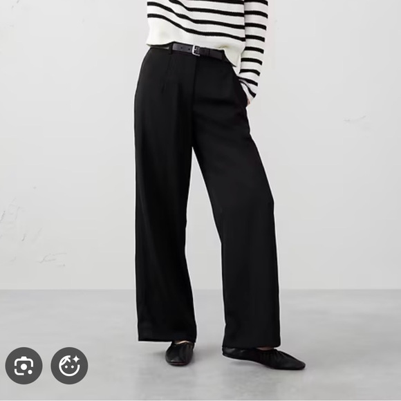 Banana Republic Factory Pants - Wide-Leg High-Rise Satin Trouser in Black